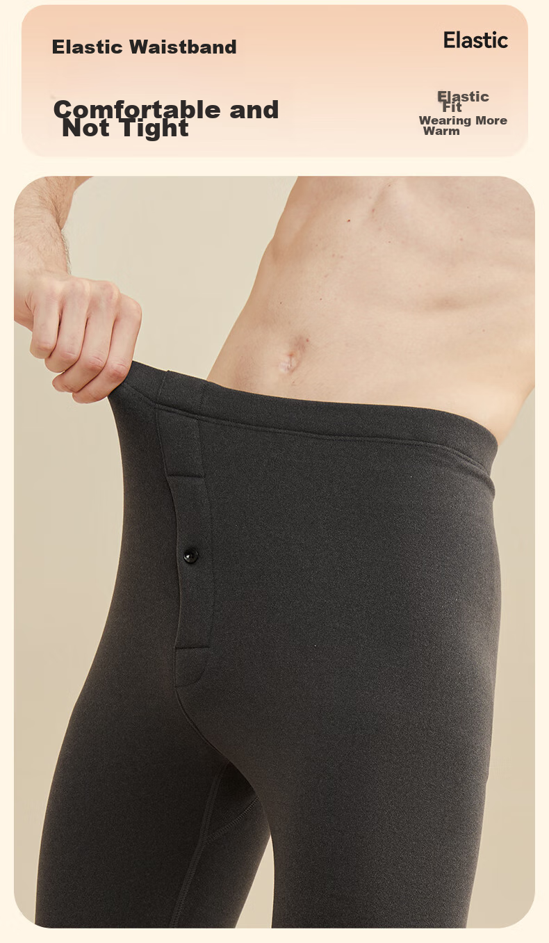 MiiOW Men's Thermal Underwear, Cashmere And Silk Antibacterial Heat-Generating Autumn Pants, Fleece-Lined Cold-Proof Couples' Underwear Cotton Pants 15