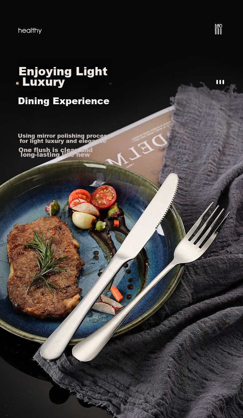 Guangyi 304 Stainless Steel Western Cutlery Set, Steak Knife And Fork Set, Thickened Tableware Complete Set, Fork 2-Piece Set GY7270 9