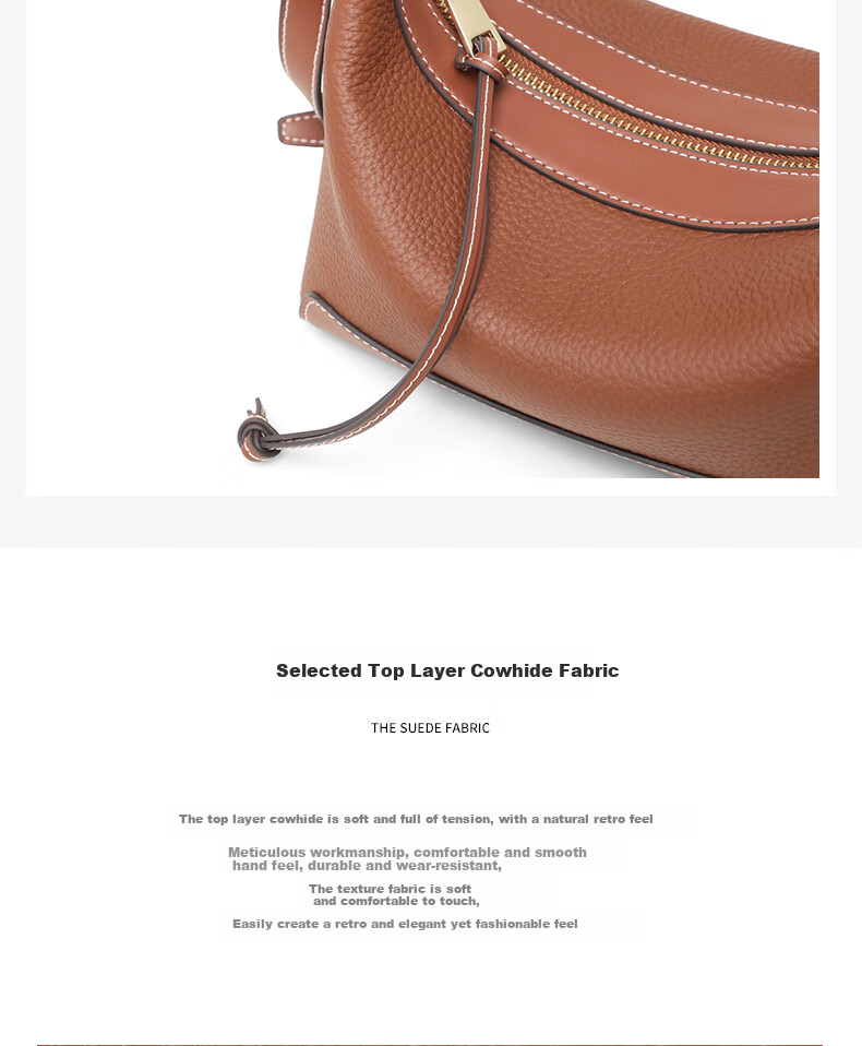 Aiqinghai Top-Grain Leather Handbag, Women's Shoulder Crossbody Bag, Tote Dumpling Bag, Practical Birthday And Mother's Day Gift for Mom 8