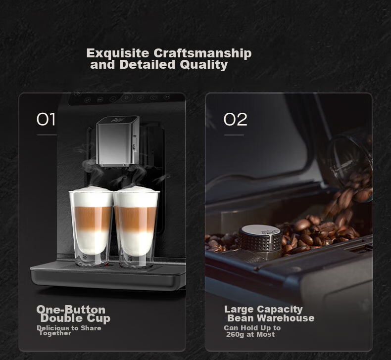 WMF Futengbao Imported Fully Automatic Coffee Machine, 200 Micro-Pressure, No Disassembly Required for Cleaning, 5 Grinding And Frothing Settings, All-In Machine for Home And Office Use 16