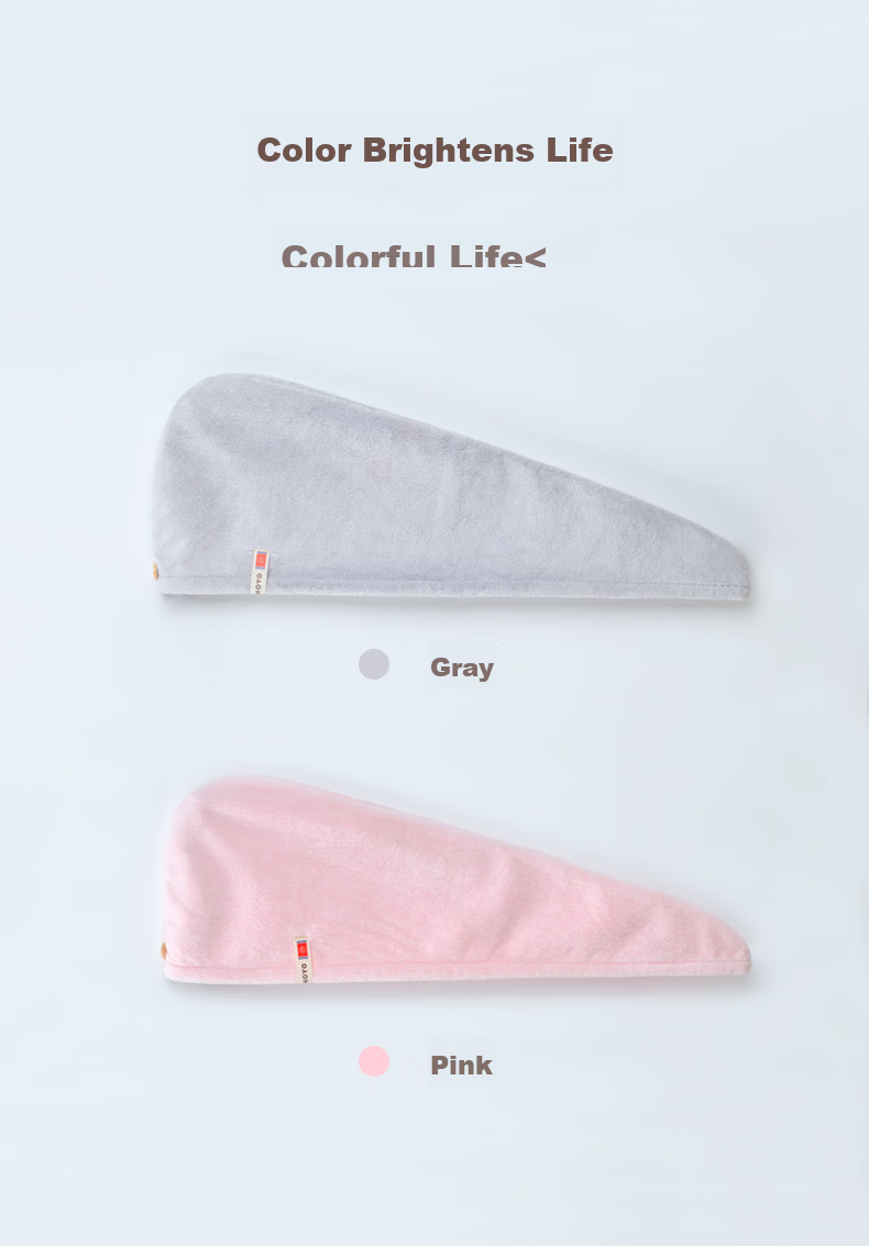 HOYO Japanese Snow Fleece Hair Drying Cap And Hair Tie Two-Piece Set, Quick-Drying Absorbent Bath Towel for Women, Pink 8