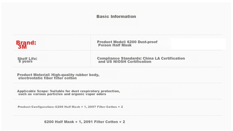 3M Gas Mask Respirator Dust Mask 6200 + 2 Pieces 2091CN Filter Cotton P100 Grinding Industrial Dust Welding Smoke-Specific Firefighting Mask 8