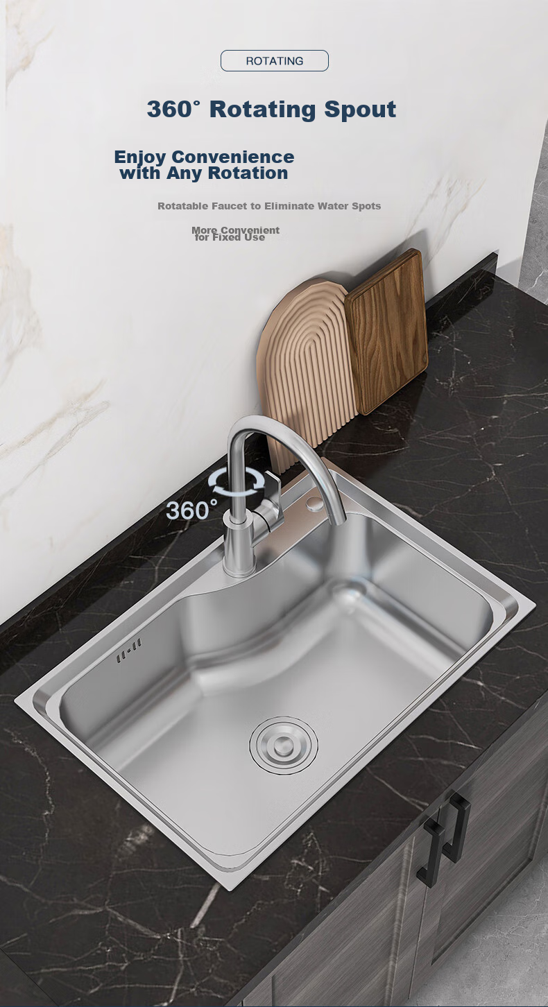 FAENZA Kitchen Faucet, Hot And Cold Sink, 304 Stainless Steel, Rotatable Sink Faucet, F5A9801SS 7