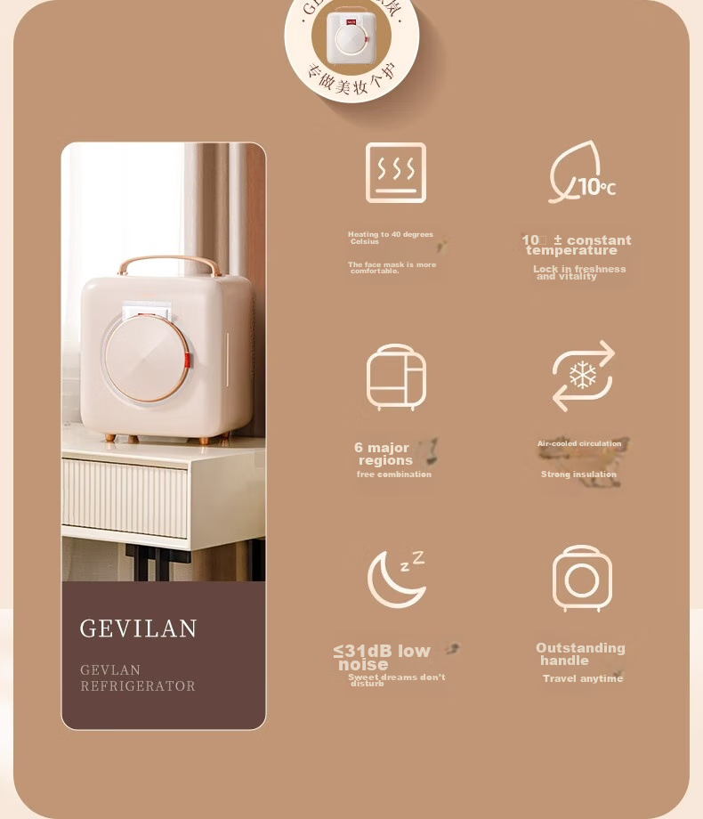 GEVILAN Beauty Refrigerator for Serum, Face Cream, Lipstick, Face Mask, Skincare Cosmetics, Cold Storage, Preservation And Organization, Specialized Mini Fridge, Gift for Girlfriend, Wife, Best Friend, Birthday Present, F1 White 3