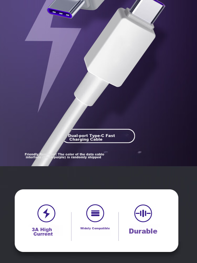 ESCASE Type-C Data Cable, Fast Charging Cord, 100W Fast Charge, PD Fast Charge, 5A, 2 Meters, E Chip, Student Party, Car Use, Business Trip, Multi-Device, CC-100 TPE Material 2