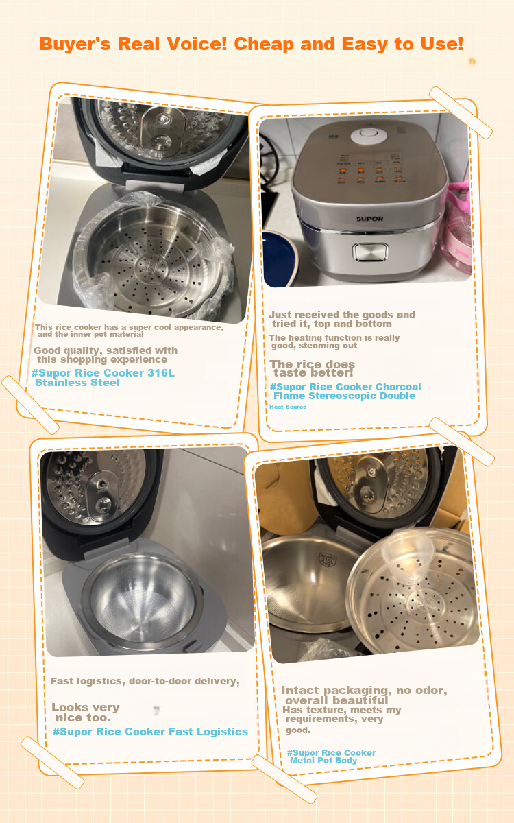 SUPOR 4-Liter Large Capacity, for 3-4 People, IH Heating with Titanium Non-Coated Inner Pot, Smart Multifunctional Rice Cooker for Home Use, Model F40Q56S 1