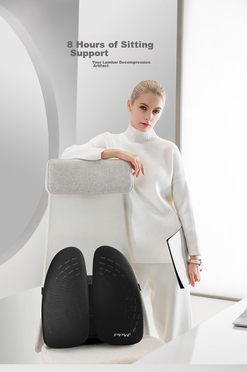 PPW Lumbar Support, Ergonomic Back Cushion for Chair And Car, Waist Pillow, Spine Protection, Breathable Office Backrest 8