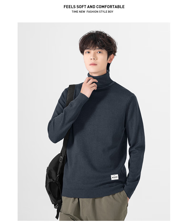 Warrior Men's Winter Turtleneck Warm Knit Sweater Loose Pullover Casual Sports Base Layer 12