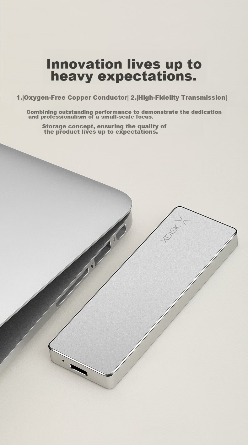 Xiaopan (XDISK) 128GB USB3.2 Portable Solid State Drive (PSSD) M Series Type-C Silver Ultra-Thin Fashionable Direct Phone Connection Data Backup Compatible with MAC 8