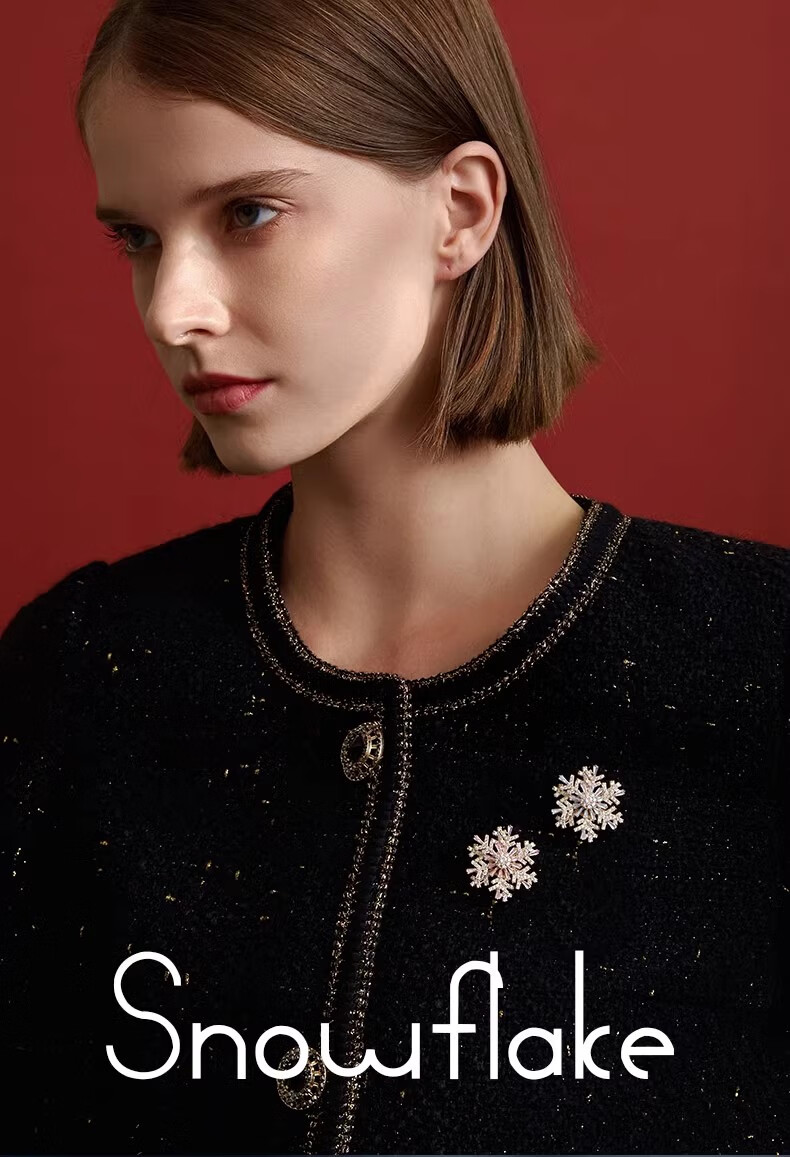 Eternelle French Snowflake Series Simple Versatile Brooch, Elegant Pin, Cardigan Button, High-End Corsage, Birthday Gift 1