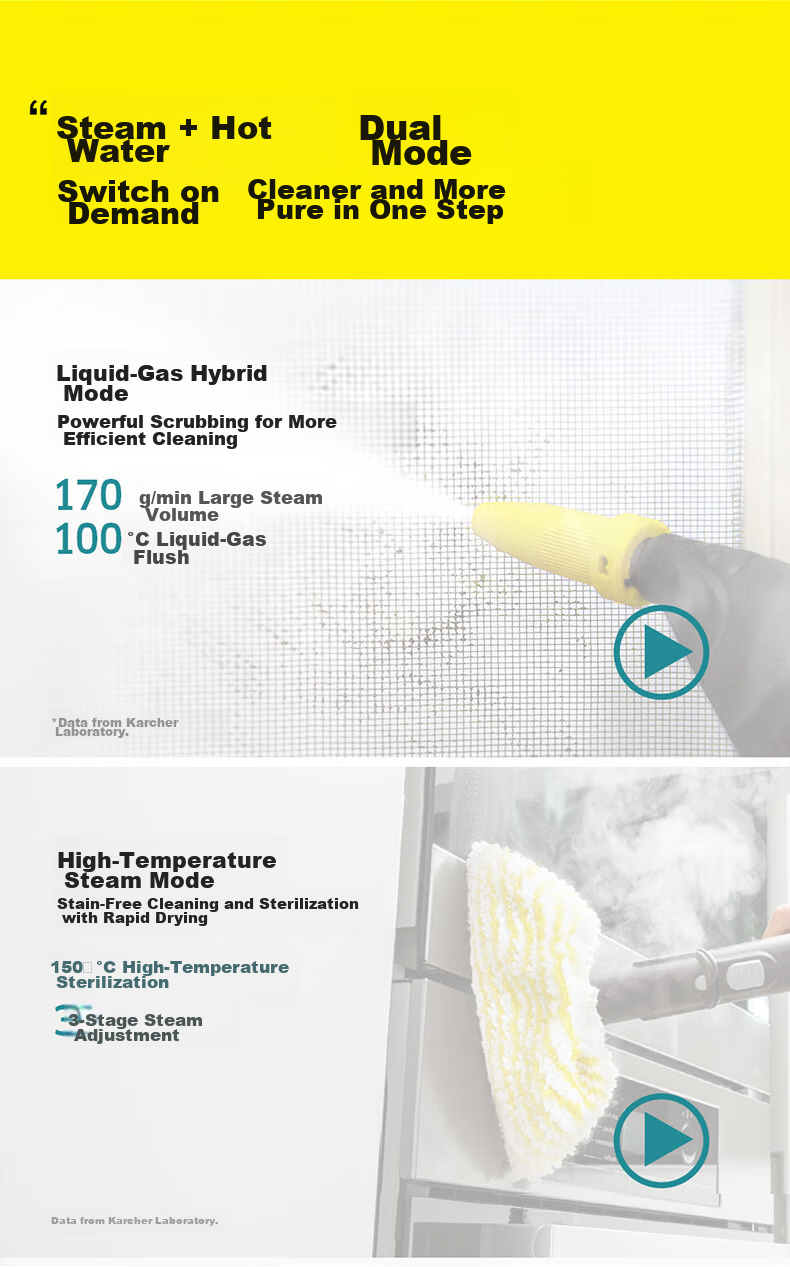 KARCHER German Steam Mop, Household High-Temperature Steam Cleaner, Kitchen Range Hood And Whole-House Cleaning Machine, Floor Washer with Temperature Display, Sterilization And Dust Mite Removal SC5D 8