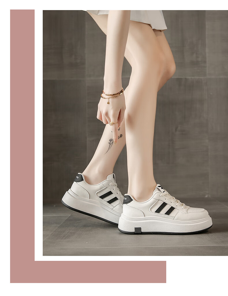 PLAYBOY Women's Shoes 2026 Summer Fashion Thick-Soled White Sneakers Casual Black Sports Shoes Size 38 2