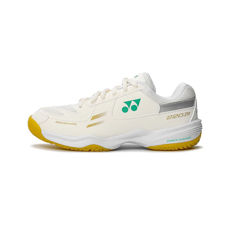 YONEX Badminton Shoes with Shock Absorption, Non-Slip, Comfortable Parent-Child Style, Youth Model SHB220JRCR, Off-White, Size 35