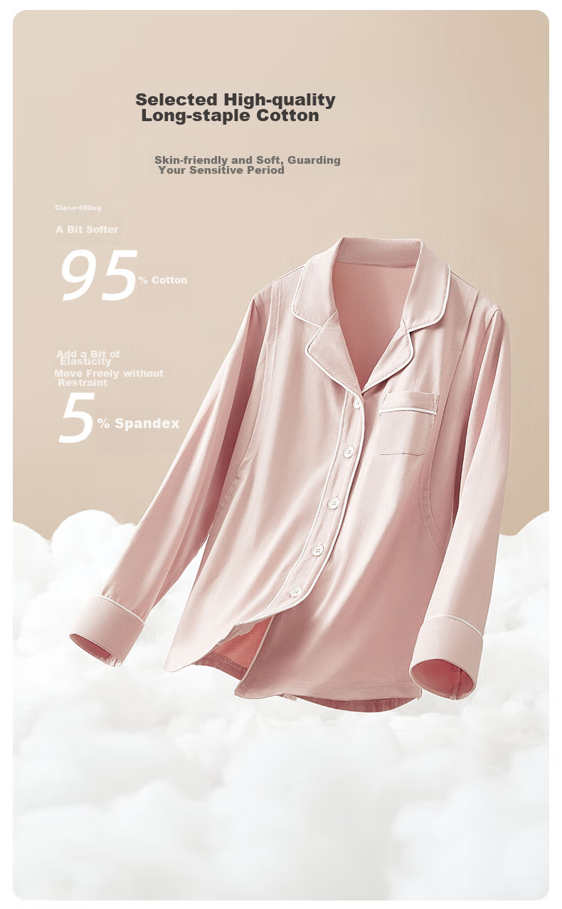 Shiyuejiejing Maternity Pajamas Spring And Autumn Cotton Postpartum Nursing Loungewear Set, Light Pink, Size M 4