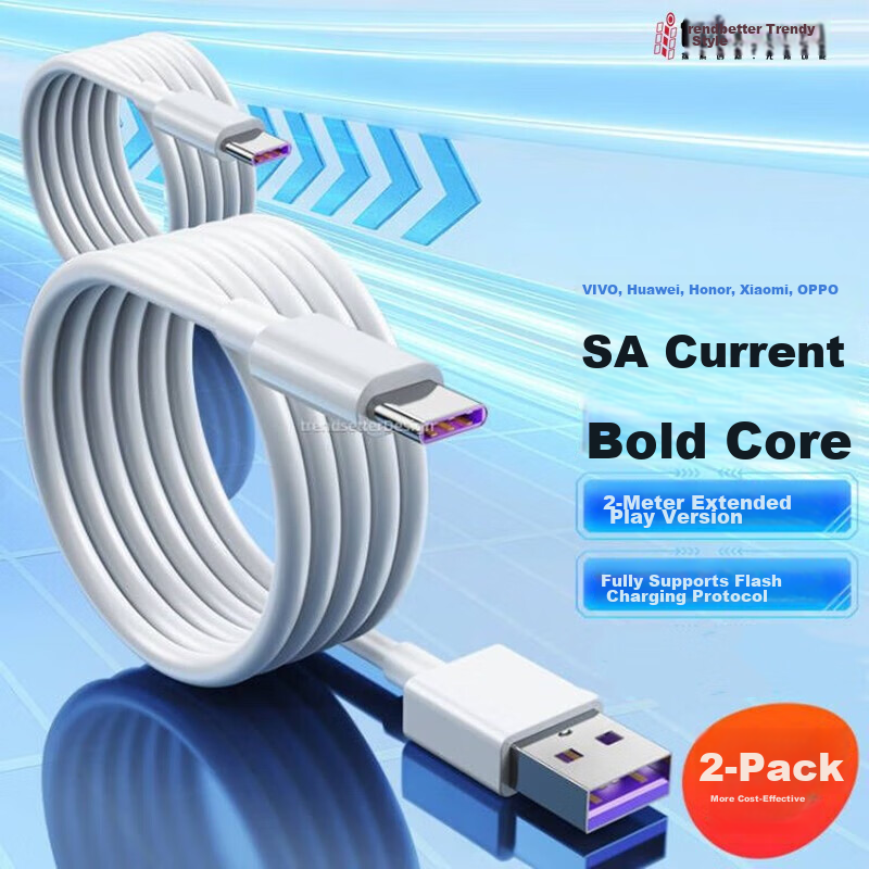 Кабель Trendsetter USB Type-C, 66W, 6A/5A, 2 метра, 2 шт.