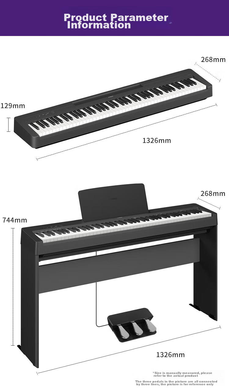 YAMAHA P143BTB Digital Piano, 88 Weighted Keys, Bluetooth, Convenient for Exams, Electronic Piano, Wooden Stand + Three Pedals 12
