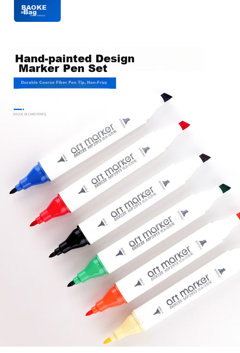 BAOKE MP2933 Dual-Tip Marker Pen, Triangular Barrel Alcohol-Based Student Art Drawing Children's Doodle Design Pen, 60-Color Set Watercolor Pen Art Education Painting Brush 2
