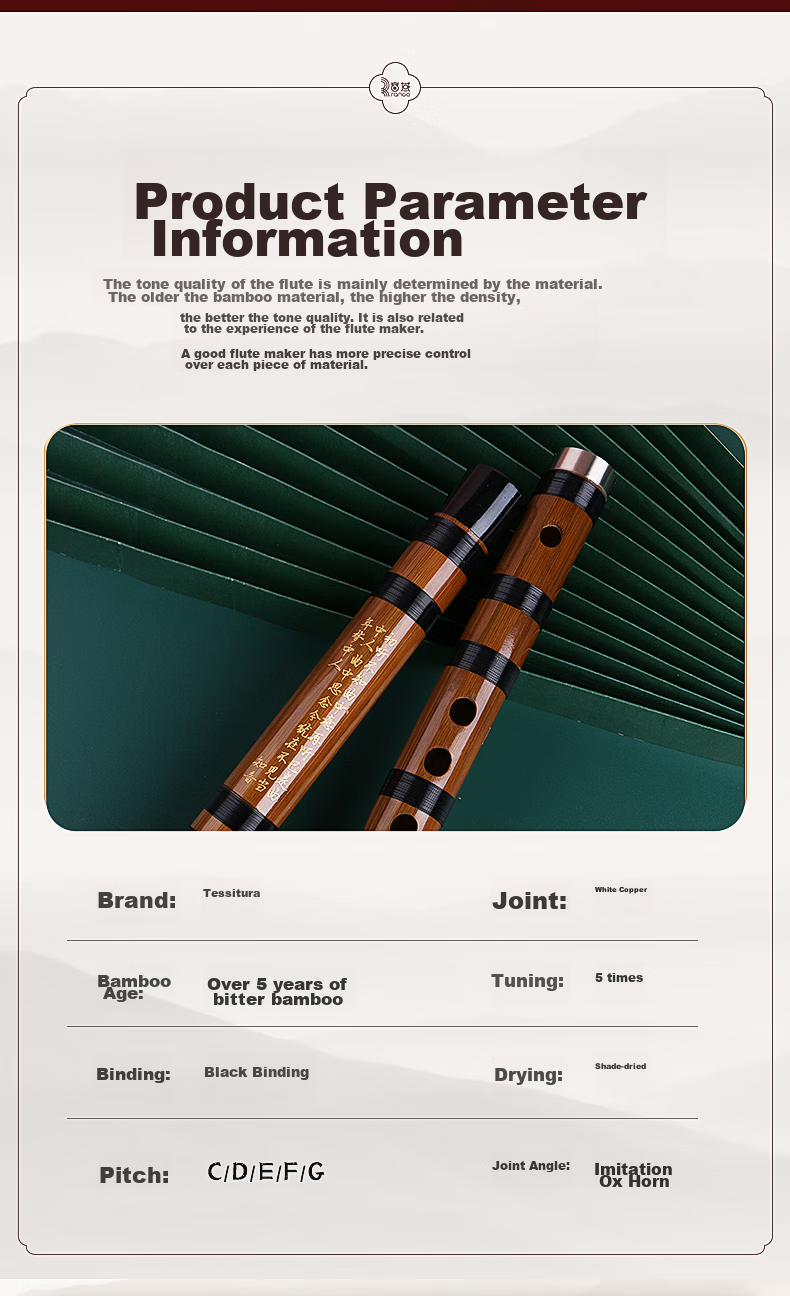 RANGE Bitter Bamboo Flute, F Key Professional Beginner Performance Flute, Musical Instrument for Adults And Childre 4