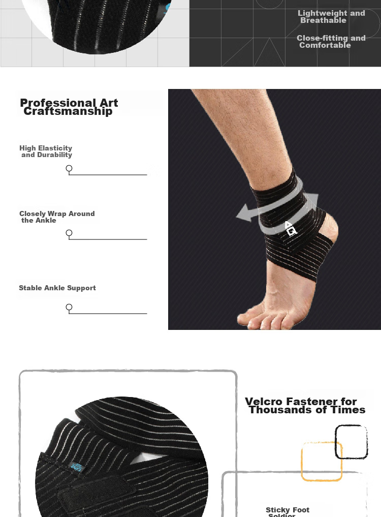 AQ Basketball Soccer Running Ankle Sprain Protection Elastic Bandage Ankle Brace 9161 Single Pack 2