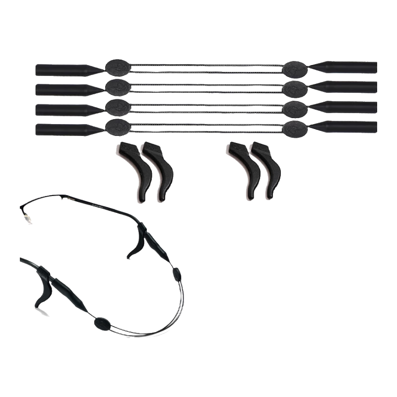 HB Adult Thin Temple Glasses Retention Cord 4 Pieces, Adjustable Extendable Sports Running Glasses Anti-Slip Fixing Device