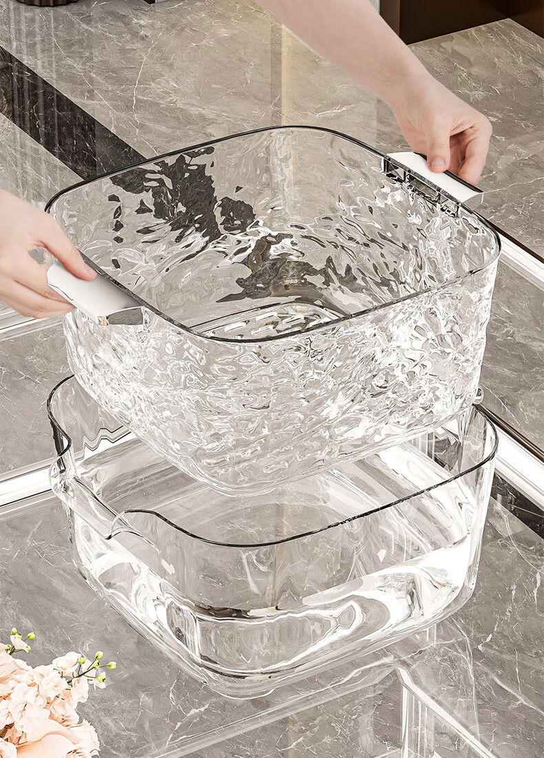 Jiadu Kitchen Sink Drainer Basket, Double-Layer Thickened Fruit Tray, Household Living Room Coffee Table Sink Strainer Basket 5