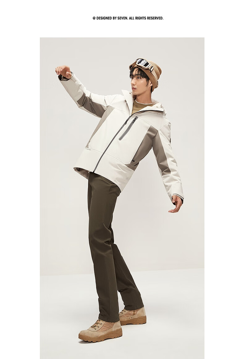 SEVEN Water-Repellent Down Jacket Men 3-in-1 Detachable Liner Hooded Warm Outdoor Coat 5