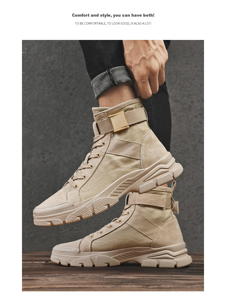 CARTELO Men's High-Top Martin Boots, Autumn And Winter British Style Boots, Men's Work Boots, Hiking Outdoor Safety Shoes 11