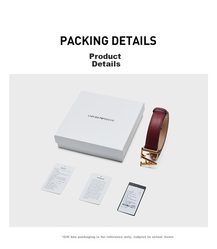ARMANI EMPORIO ARMANI [Gift] Leather Belt EA, Women's Color-Block Belt Gift Box Present 5