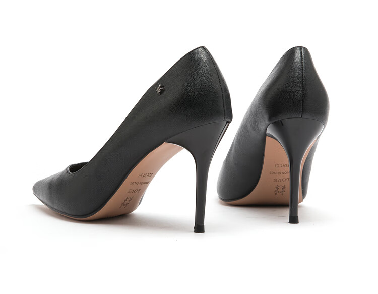 SPIDER KING Women's High Heel Shoes Stiletto Commuter Pointed Toe Versatile Professional Work Leather Shoes Black Size 38 16