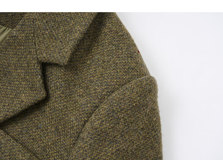 Dme Fluffy Wool Blend Winter Elegant Notched Lapel Tweed Patchwork Sleeve Women's Blazer Jacket 3