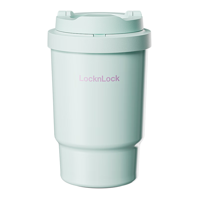 LOCK&LOCK Ceramic-Coated Insulated Coffee Mug for Men And Women Students, Stylish Portable Water Cup, 400ML, Mint Gree