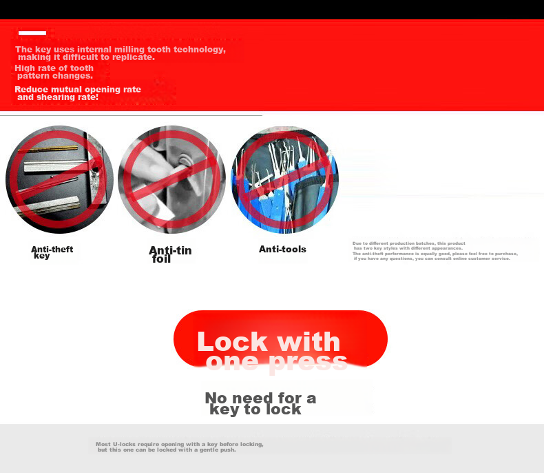 BLOSSOM Padlock U-Shaped Lock Glass Door Lock Double Door Anti-Shear Anti-Pry Shop Door Lock Bolt Lock 117 3