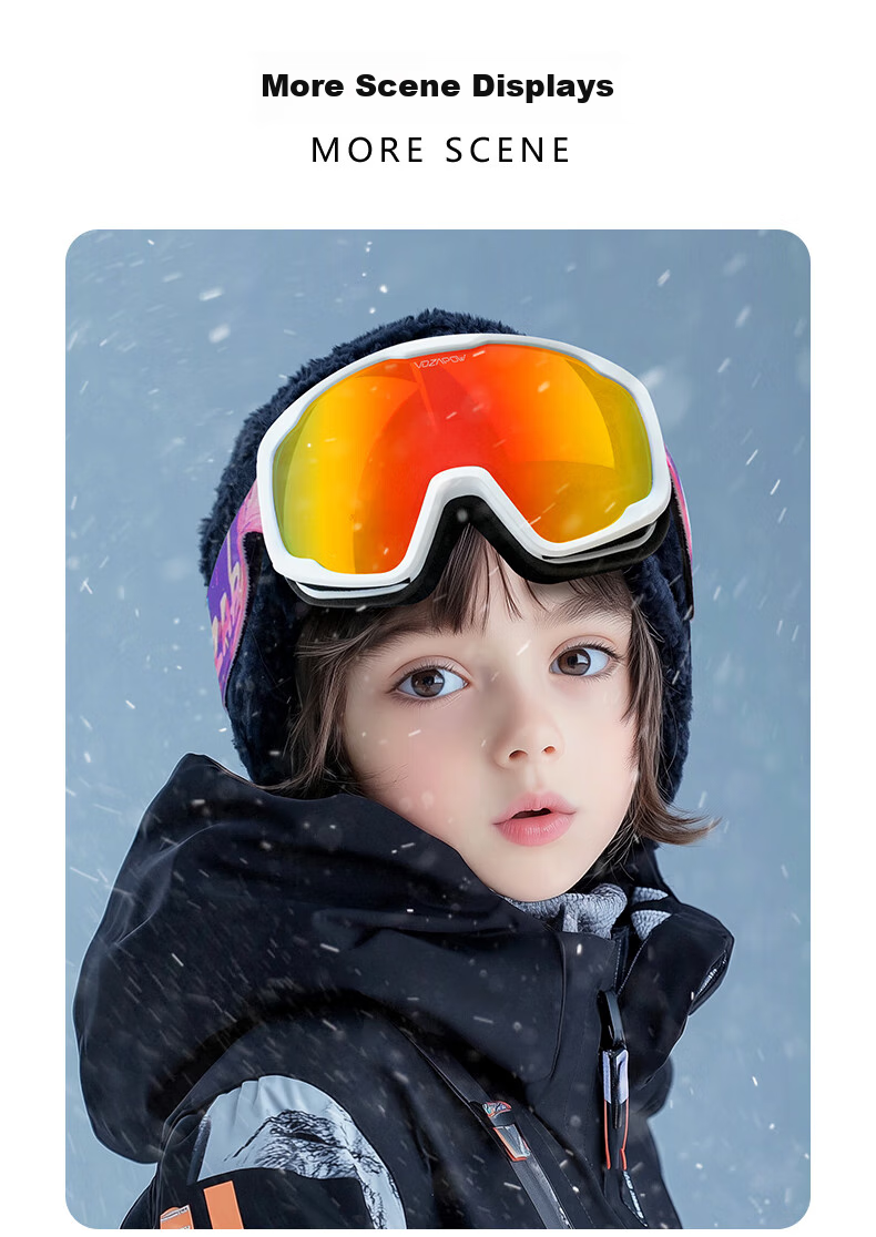 VOZAPOW Children's Ski Goggles, Double-Layer Anti-Fog, Snow Blind Spherical Lens, Windproof And Cold-Resistant Protective Eyewear for Men And Women in Snow 14