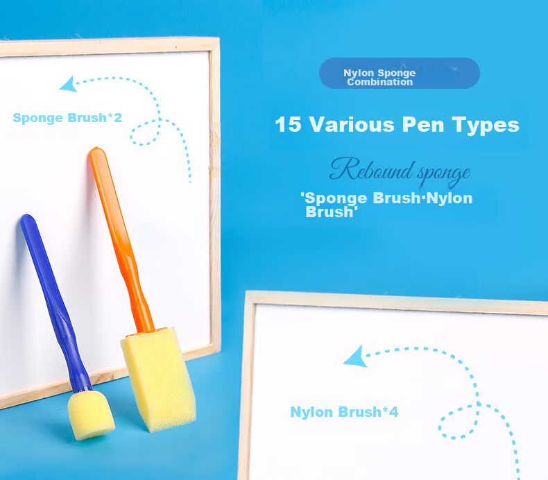 Mont Marte Children's Brush Set, 15 Pieces, Paint Brushes, Sponge Brushes, Watercolor And Gouache Painting Brushes for Kids, Beginner Doodling Brushes 8