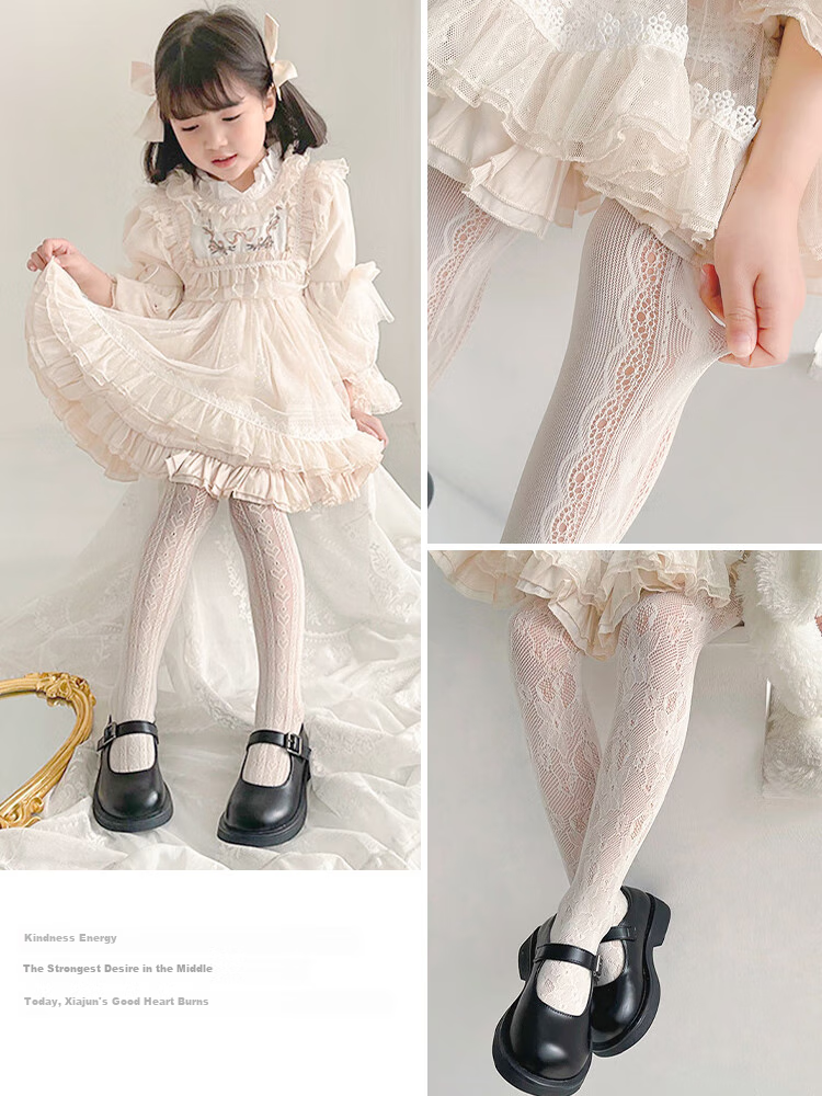 LangSha Girls' Tights, Summer Thin Style, Lolita White Princess Socks, Spring And Autumn Baby Stockings, Children's Leggings Socks 5