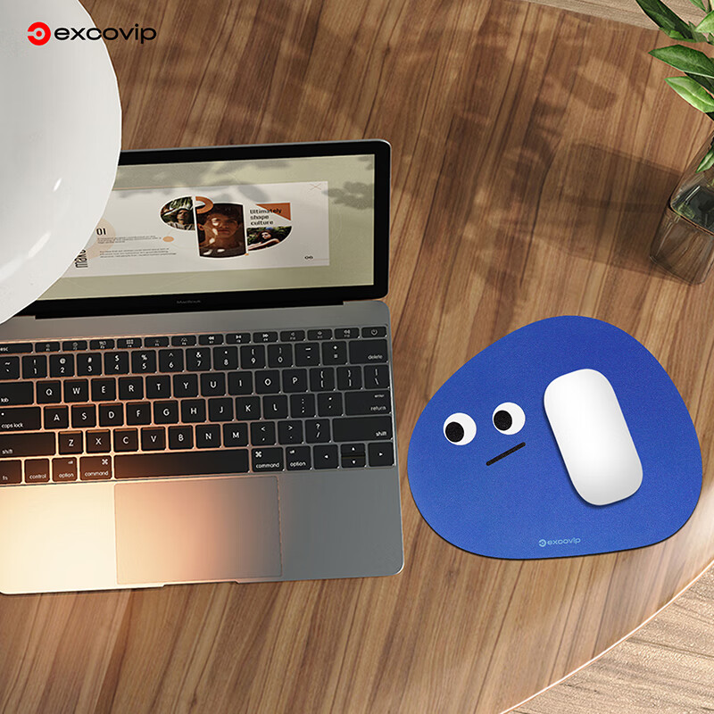 EXCO Casual Round Triangle Leather Small Mouse Pad Portable Mini Mouse Pad Small Mat Convenient to Carry Mini Office Ultra Small Cute Blue 0590 3