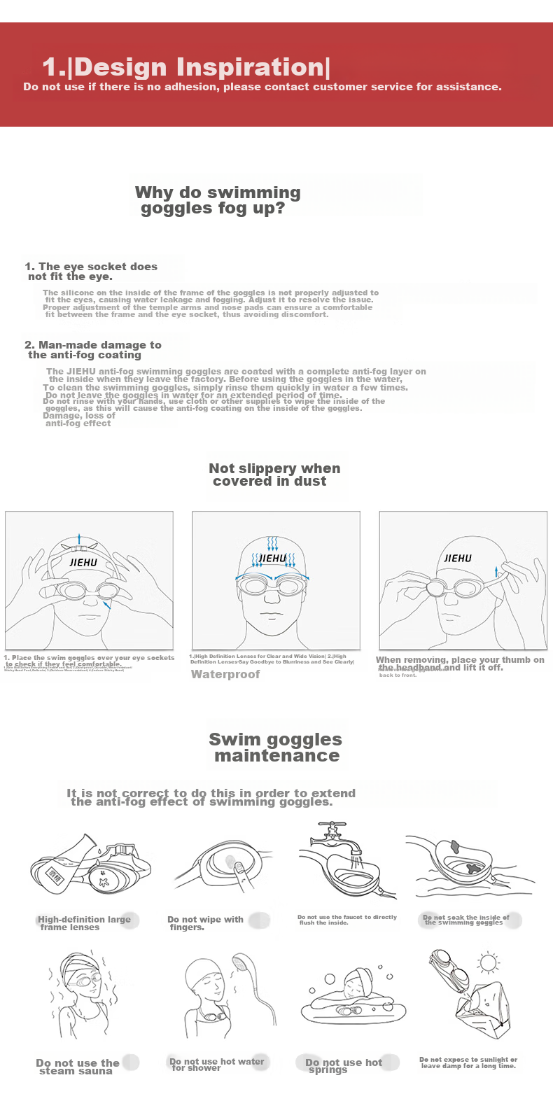 Jiehu Children's Swimming Goggles, High-Definition Waterproof Anti-Fog, Unisex Swimming Equipment, Diving Glasses Set 9