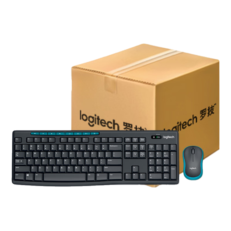 Logitech MK275 Wireless Keyboard And Mouse Combo, Office Keyboard And Mouse Set, Full-Size, Black And Blue, Pack of 10