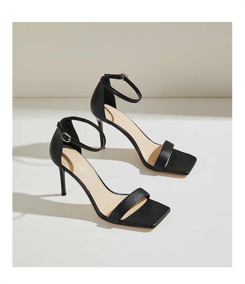DAPHNE Thin Heel Sandals for Women, Summer French Style Elegant Versatile Outdoor Wear Ankle Strap High Heels Women's Shoes, Black, Size 34 17