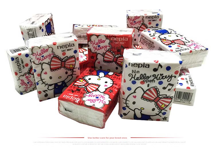 Nepia Pocket Tissues, 3-Ply, 10 Sheets * 36 Packs, Hello Kitty Cartoon Design, Unscented Printed Small Pack Tissues, Portable 9