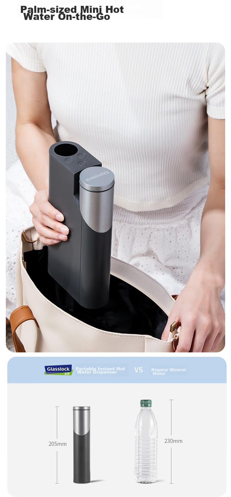 GLASSLOCK Portable Folding Kettle Mini Water Boiler Fast Heating Direct Drinking Machine Electric Hot Water Kettle for Travel, Business Trips, Home Use, Desktop Constant Temperature Hot Water Kettle Mineral Water Heater 5