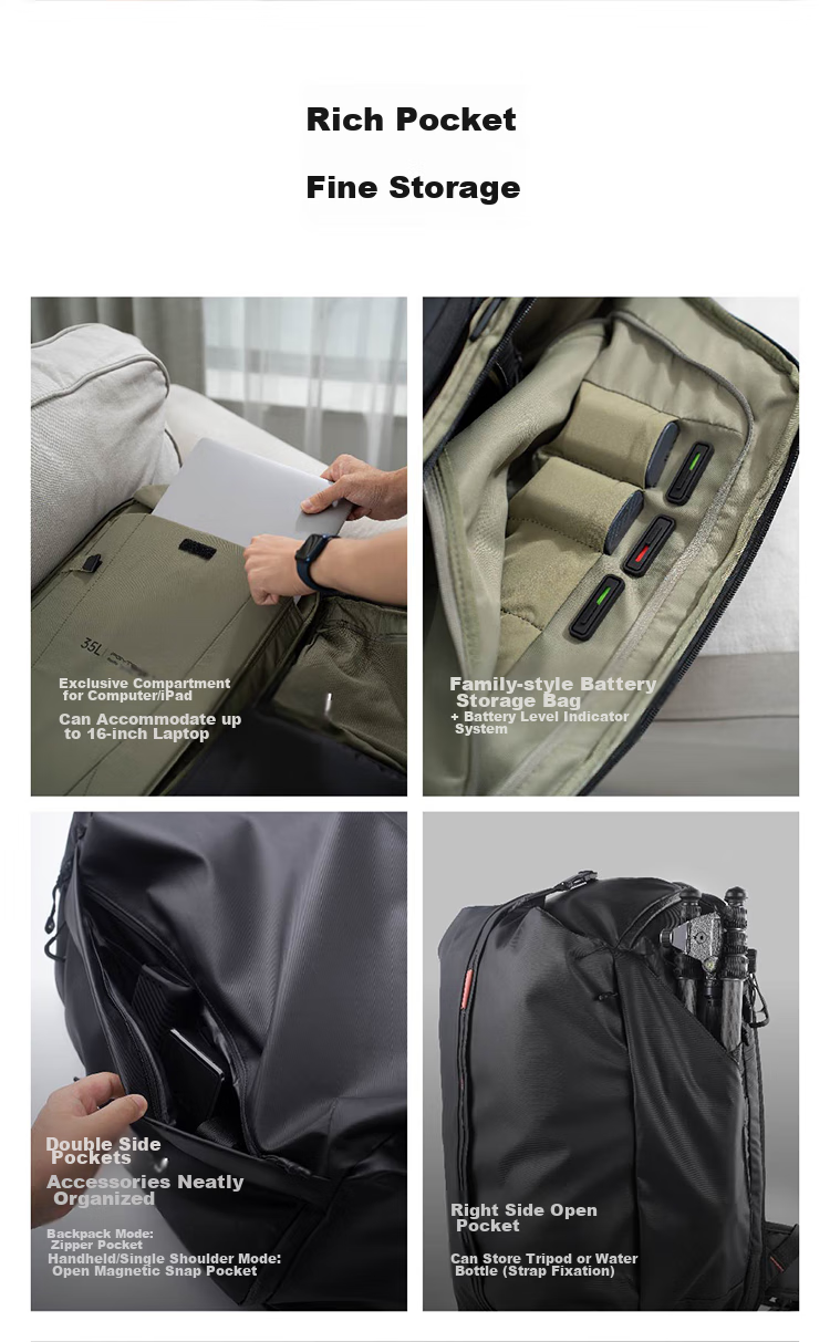 PGYTECH Shoulder Camera Bag Dandelion OneMo Trave DSLR Camera Bag Lens Stabilizer Storage Casual Travel Multifunctional 35L Large Capacity Crossbody Handheld Olive Gree 12