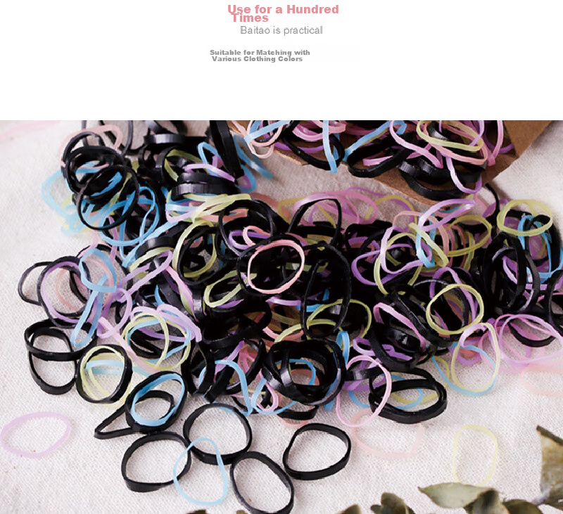 Jianyingshu Packaged Colorful Elastic Hair Bands 1000pcs Thickened High Elasticity Disposable Rubber Bands for Kids Hair Ties 6