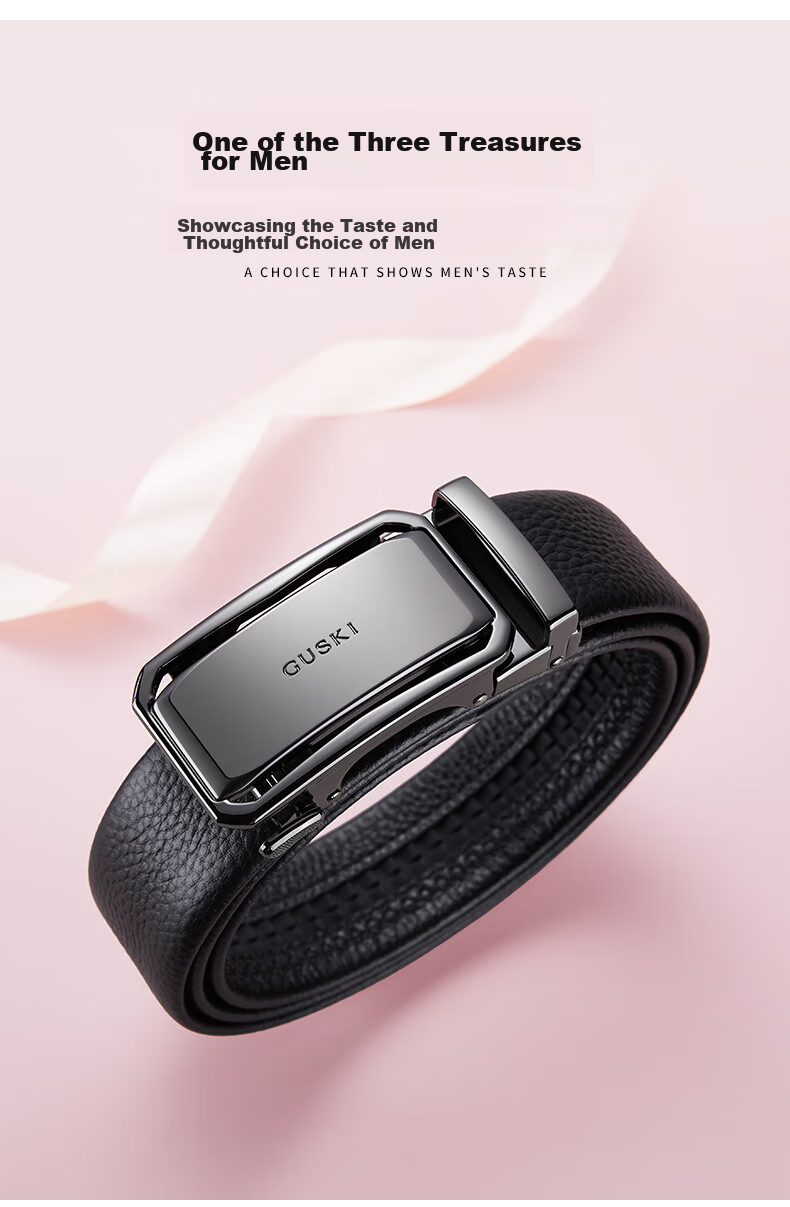 GUSKI Brand Men's Leather Belt with Automatic Buckle, Waist Belt, Gift Box, Birthday Present for Boyfriend Or Husband 13