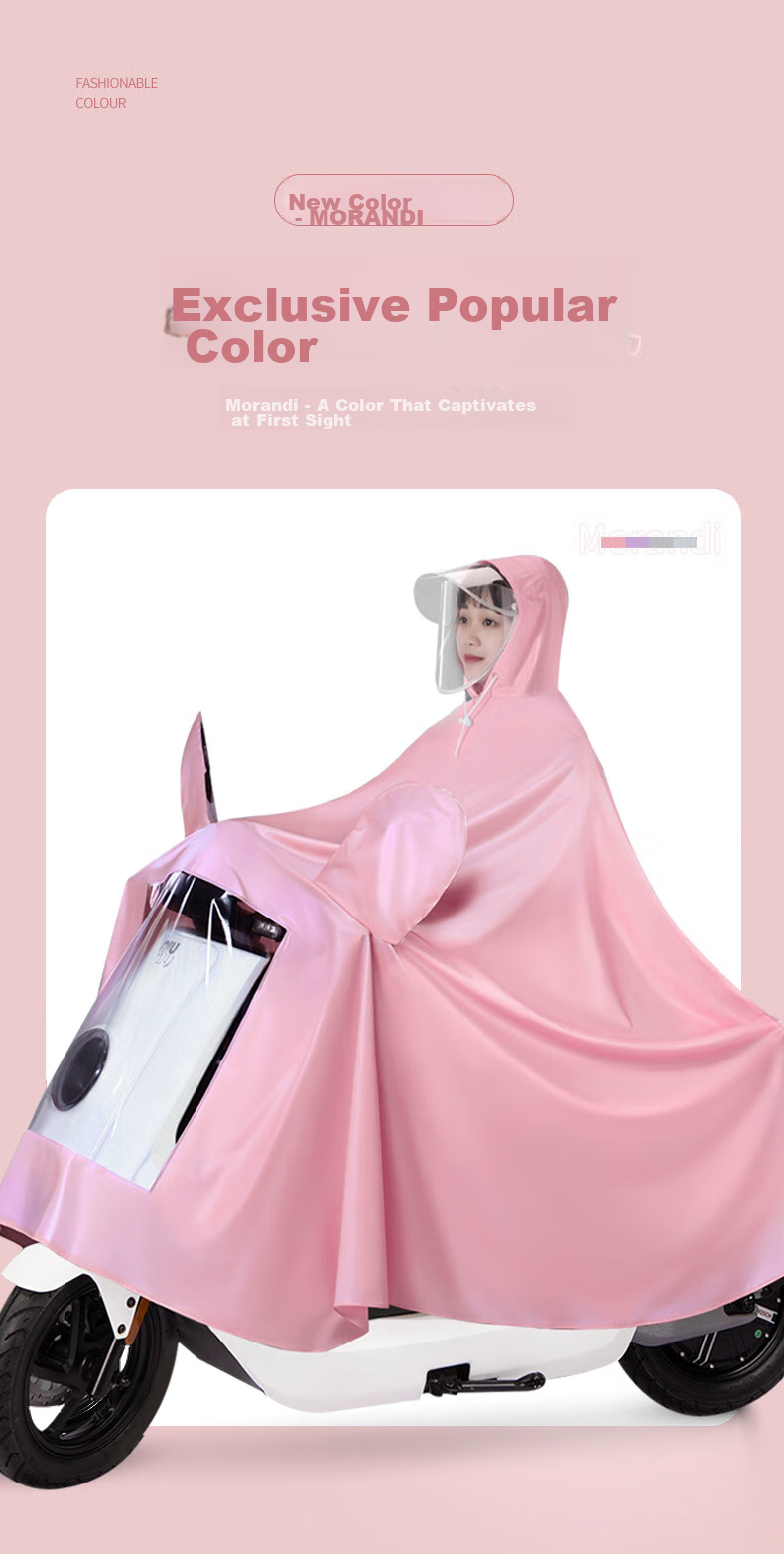 BWNK Electric Motorcycle Raincoat Single Female with Reflective Mirror Cover 4XL Snowflake White 1