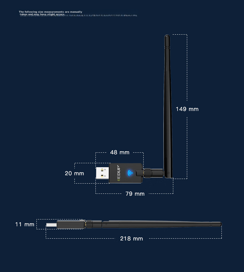 EDUP AX900 WiFi 6 Driverless USB Dual-Band 5G Bluetooth 5.3 Wireless Network Adapter for Desktop Computers, Supports Win10/11 EP-AX900S 11