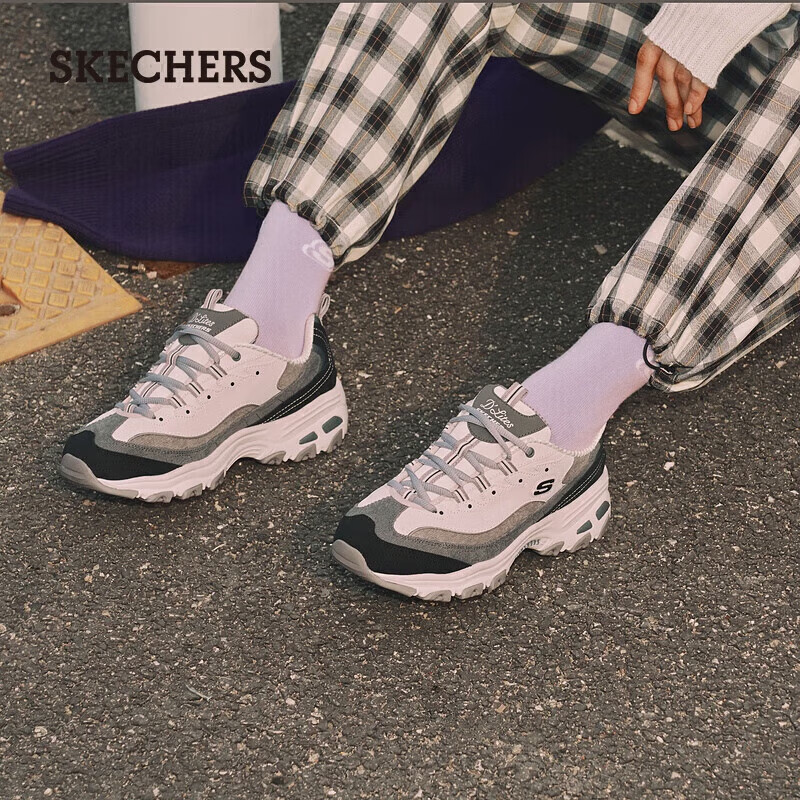 Skechers Milk Tea Bear Women's Shoes, Thick-Soled Dad Shoes, Versatile Panda Shoes, Sneakers, 149906