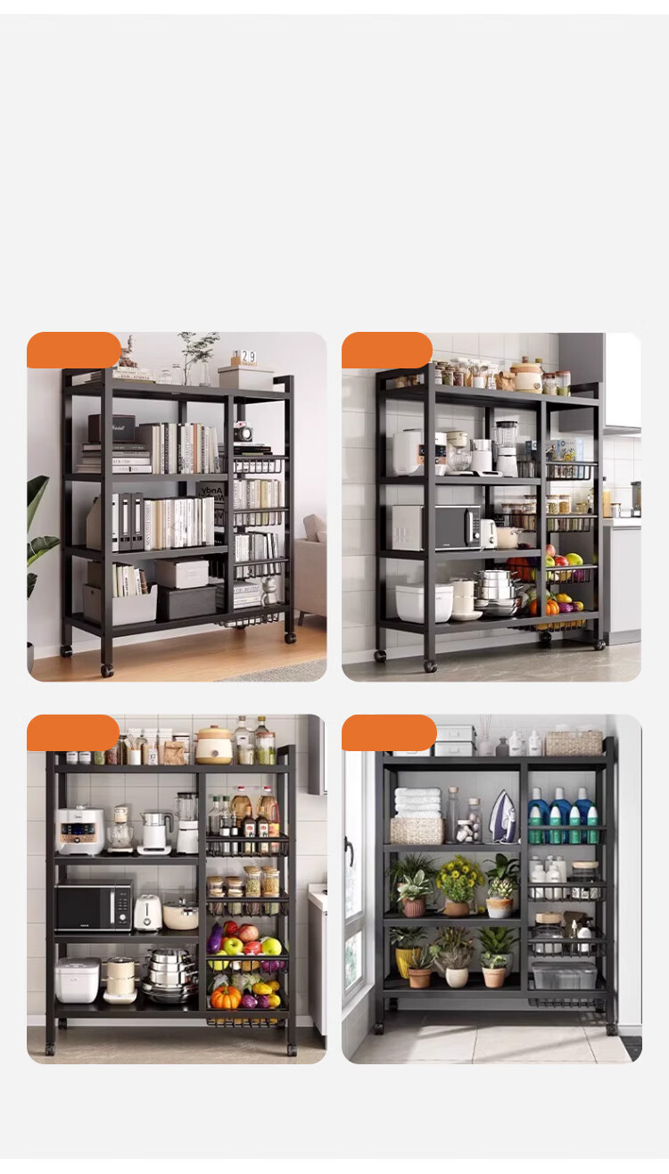 Yupin Floor Storage Rack, Multi-Layer Kitchen Organizer for Oven, Cookware And Vegetable Storage Shelf, ZW170 Four-Tier 120 12