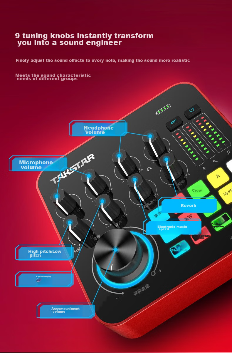 TAKSTAR MX1 PRO Third Generation Mobile Live Streaming Karaoke Sound Card Portable Outdoor Live Streaming Equipment Set 7