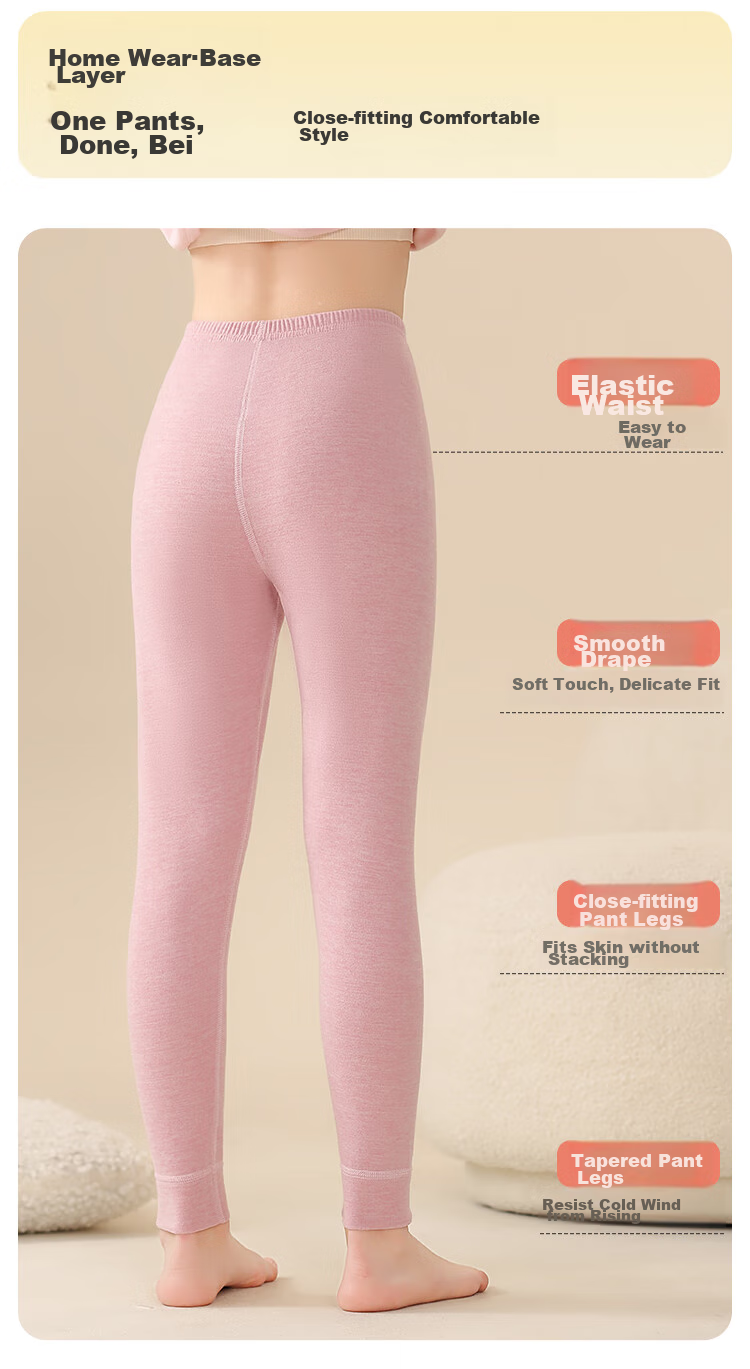 LangSha [Double-Sided Brushed] Children's Thermal Pants, Girls' Autumn Trousers, for Older Kids And Teens, Home Cotton-Padded Pants, School Uniform Essential 11